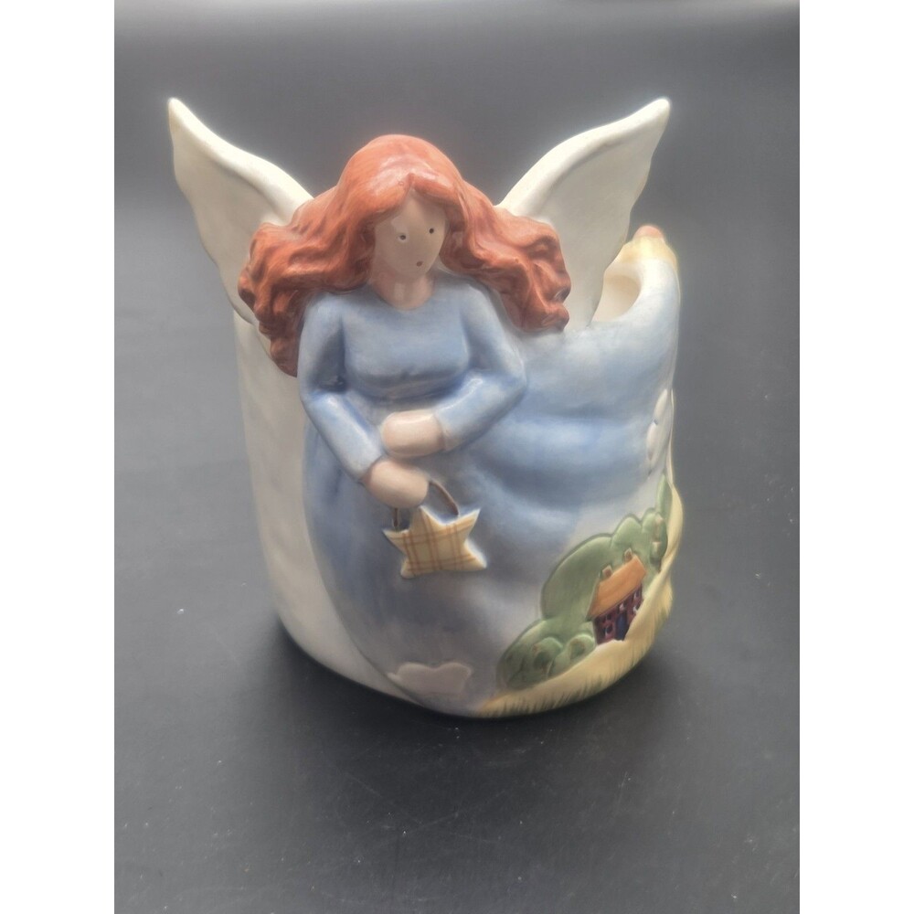 Russ Country Gatherings Angel Blue House French Vanilla Candle Holder Planter